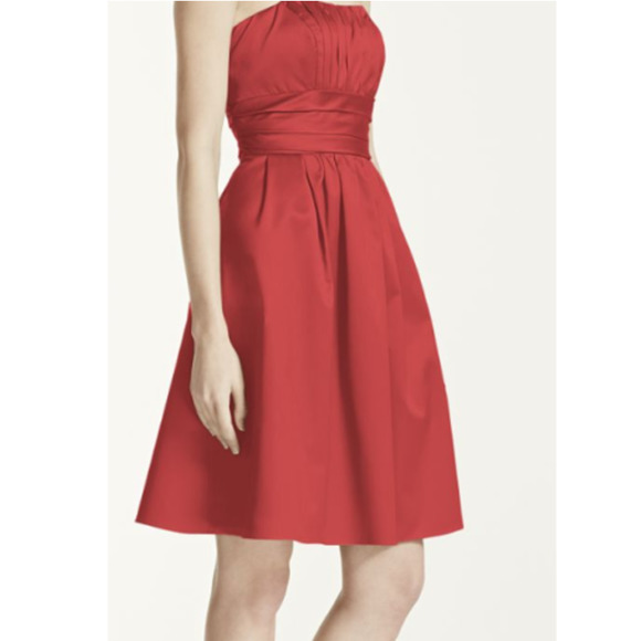 David's Bridal Dresses & Skirts - David's Bridal Dress Pink Strapless Bridesmaid Cotton Sateen Ruched size 2